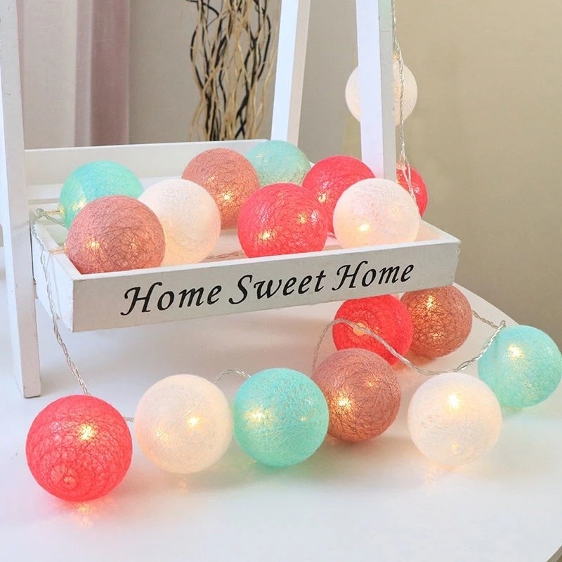 Dây Đèn Led Hình Quả Bóng Cotton Dài 2.2M Trang Trí Lãng Mạn