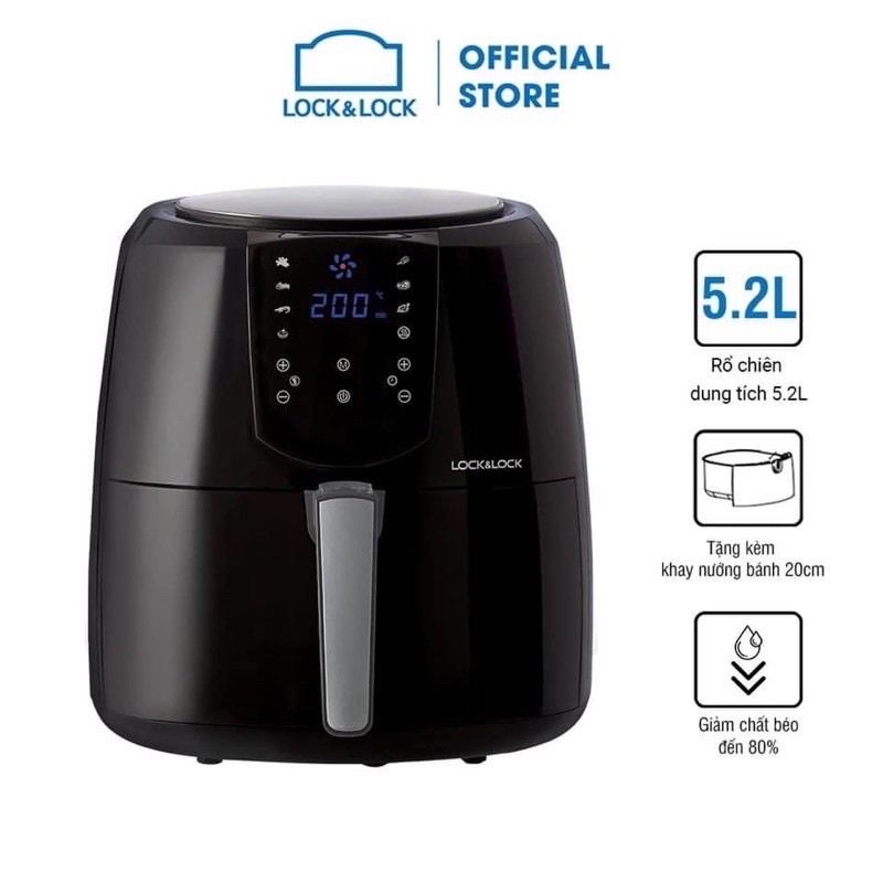 Nồi Chiên Không Dầu Lock&Lock Jumbo Plus Air Fryer 5.2L Màu-đen EJF357BLK