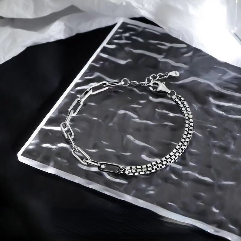 Bộ 2 vòng đeo tay mạ bạc 925 thiết kế trái tim thời trang dành cho các cặp đôi