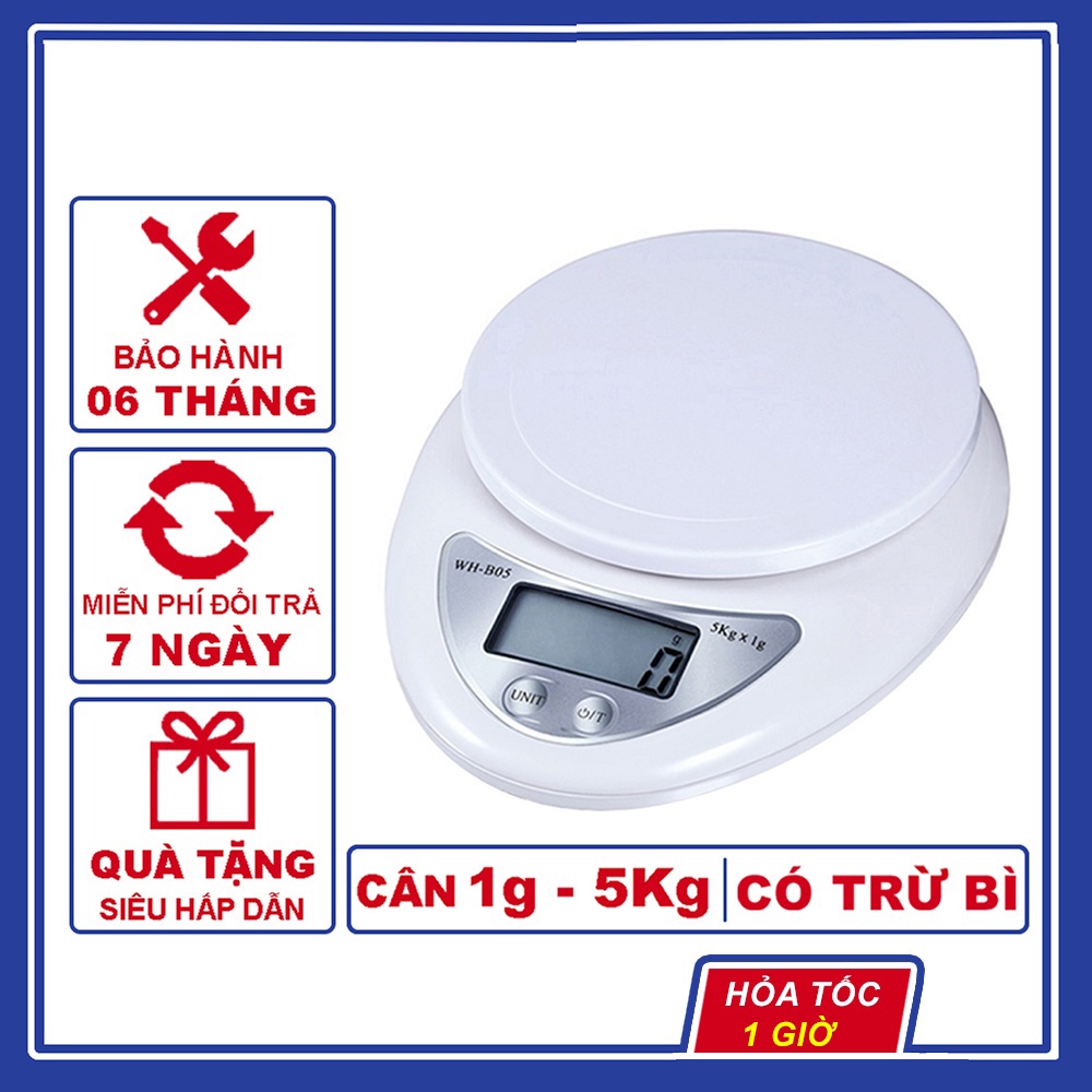 Cân tiểu ly điện tử nhà bếp mini cao cấp định lượng 5kg, cân điện tử nhà bếp làm bánh độ chính xác cao kèm pin