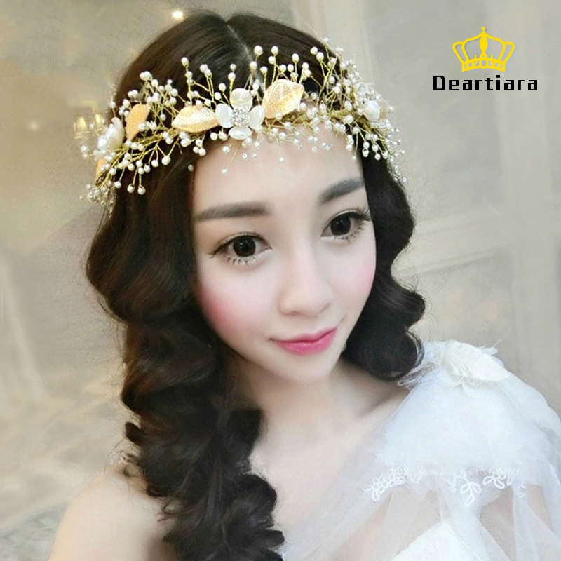 Băng đô hoa cài tóc đính ngọc trai xinh xắn dành cho nữ