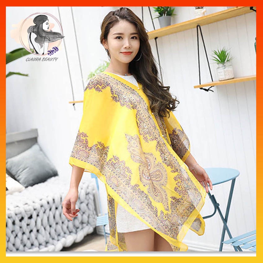 Áo Choàng Đi Biển, Khăn Choàng, Chất LIệu Voan Cực Đẹp,1001 Công Dụng, Che Nắng, Chụp Ảnh,  CLAURA BEAUTY