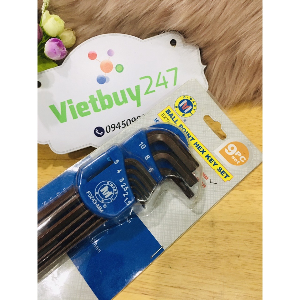 Bộ lục giác đầu bi F0243 Cmart (1.5, 2. 2.5, 3, 4, 5, 6, 8, 10mm)