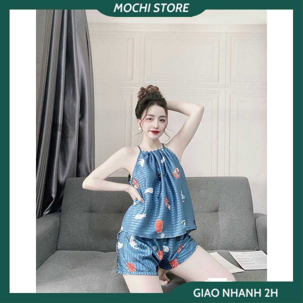 Đồ Bộ Nữ Áo Yếm Chất Gấm Lụa , Đồ Ngủ Sexy 2 Dây Quần Cọc Nhiều Họa Tiết Lạ Mắt Form Rộng Rãi Thoáng Mát. | BigBuy360 - bigbuy360.vn