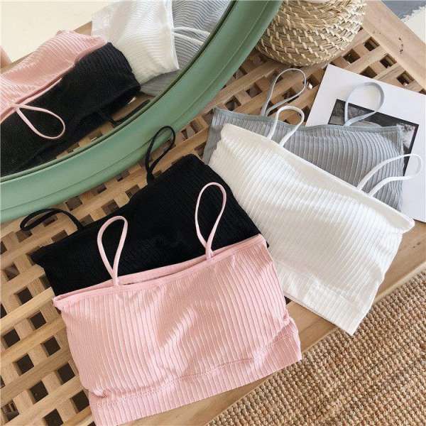 Áo Bra Croptop Hai Dây Thun Gân Sexy, áo hai dây lửng siêu nâng ngực