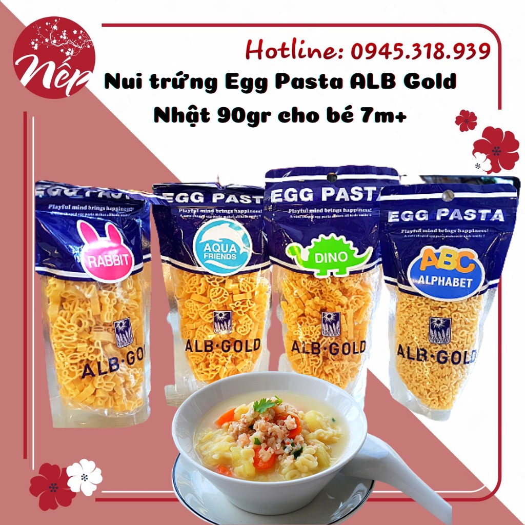 (DATE: 2023) Nui trứng Egg Pasta ALB Gold Nhật 90gr cho bé 7m+