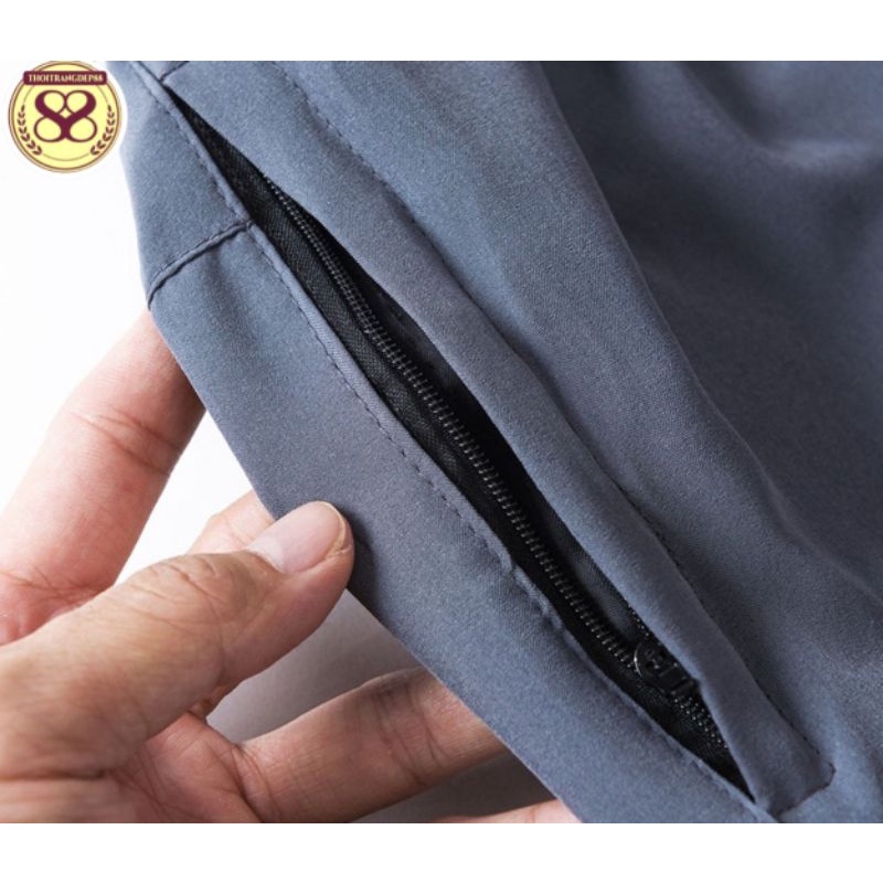 Quần đùi trơn thể thao nam, vải gió phom 45 - 75 kg