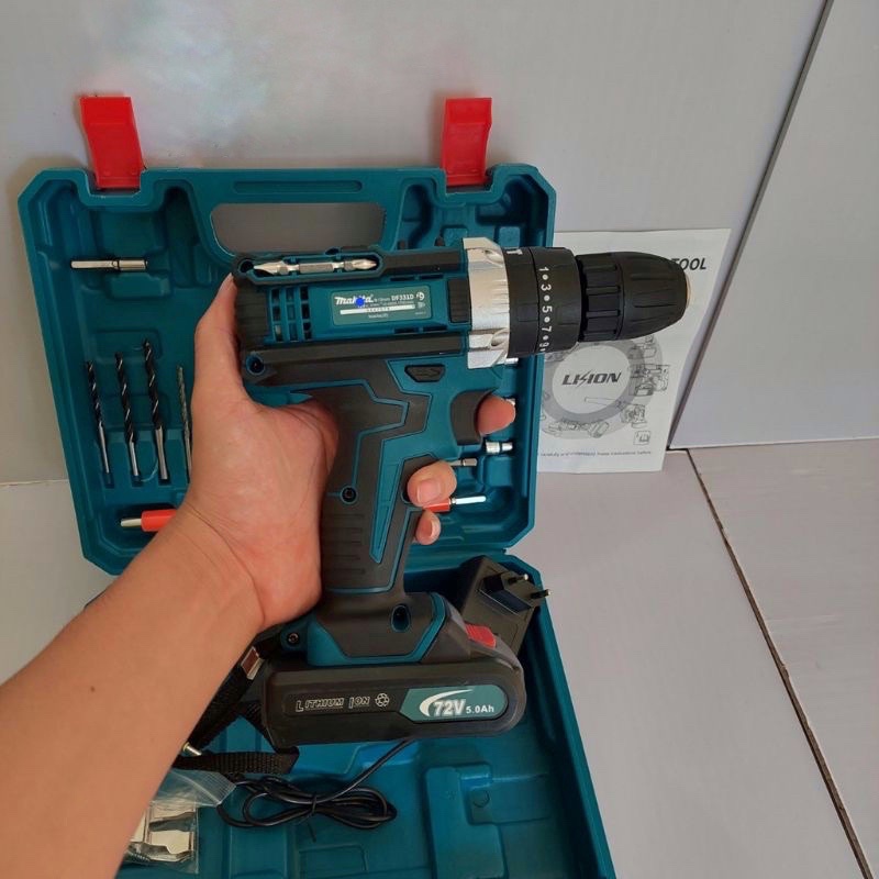 Máy khoan pin 72V Makita 3 chức năng khoan tường,bắn vit,mở bulong- Tặng kèm 24 chi tiết gồm các mũi khoan + Mũi bắt vít