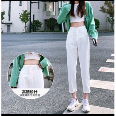 Quần Baggy Jean Nữ Trơn Basic Chất Bò Dày Dặn 4 màu Đen, Trắng và Xanh Dễ Mặc Dễ Phối