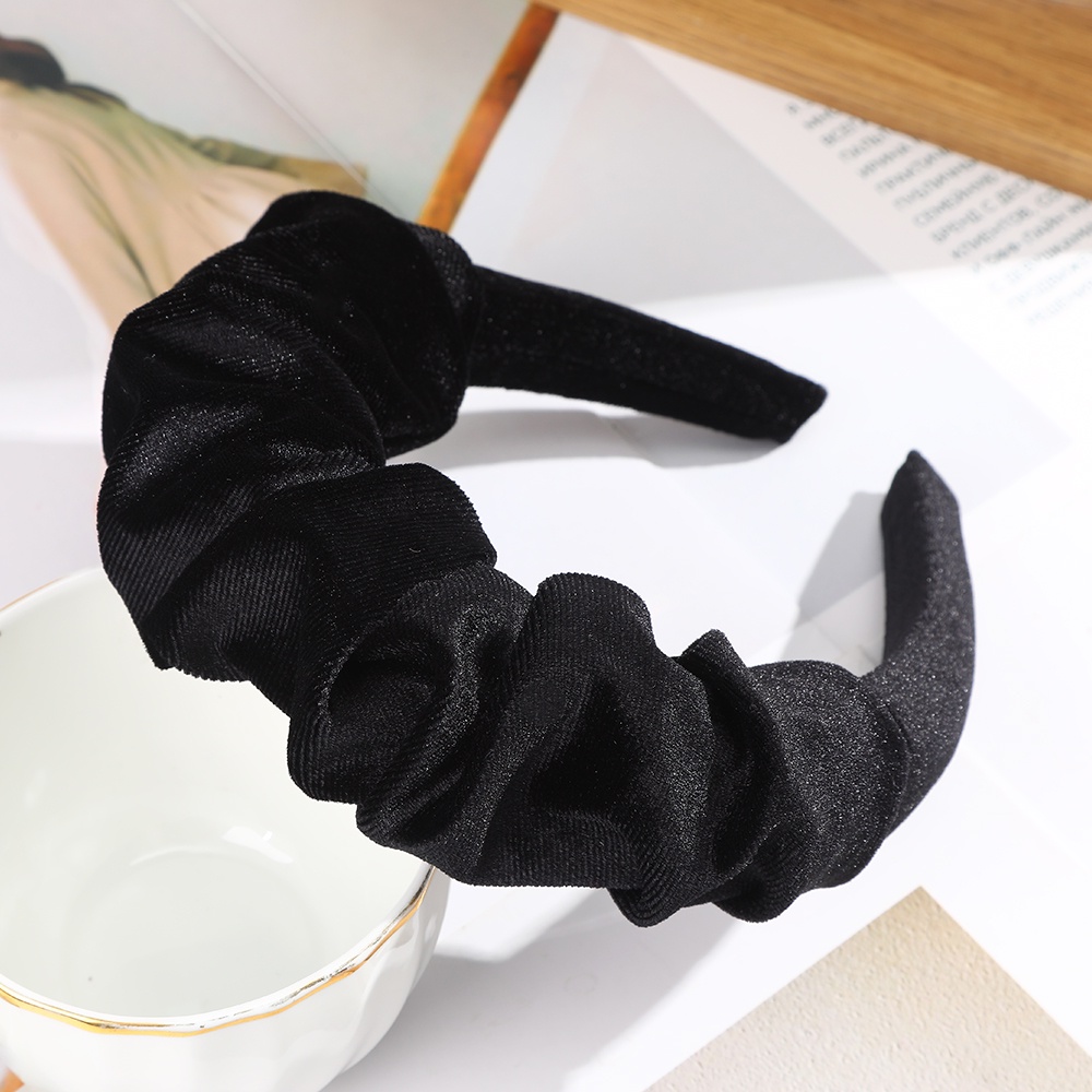 Băng đô cài tóc vải nhung xếp ly phong cách retro Hàn Quốc dành cho nữ
