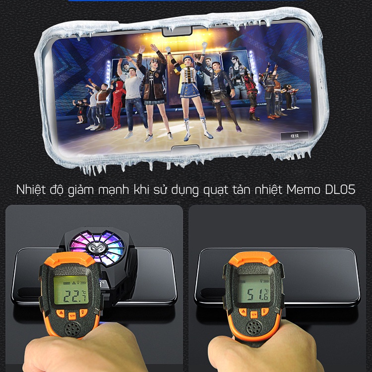 Quạt tản nhiệt gaming cho điện thoại di động MEMO DL05/DL06/DL07/DL01/CX01/FL05/FL01 làm mát cực nhanh