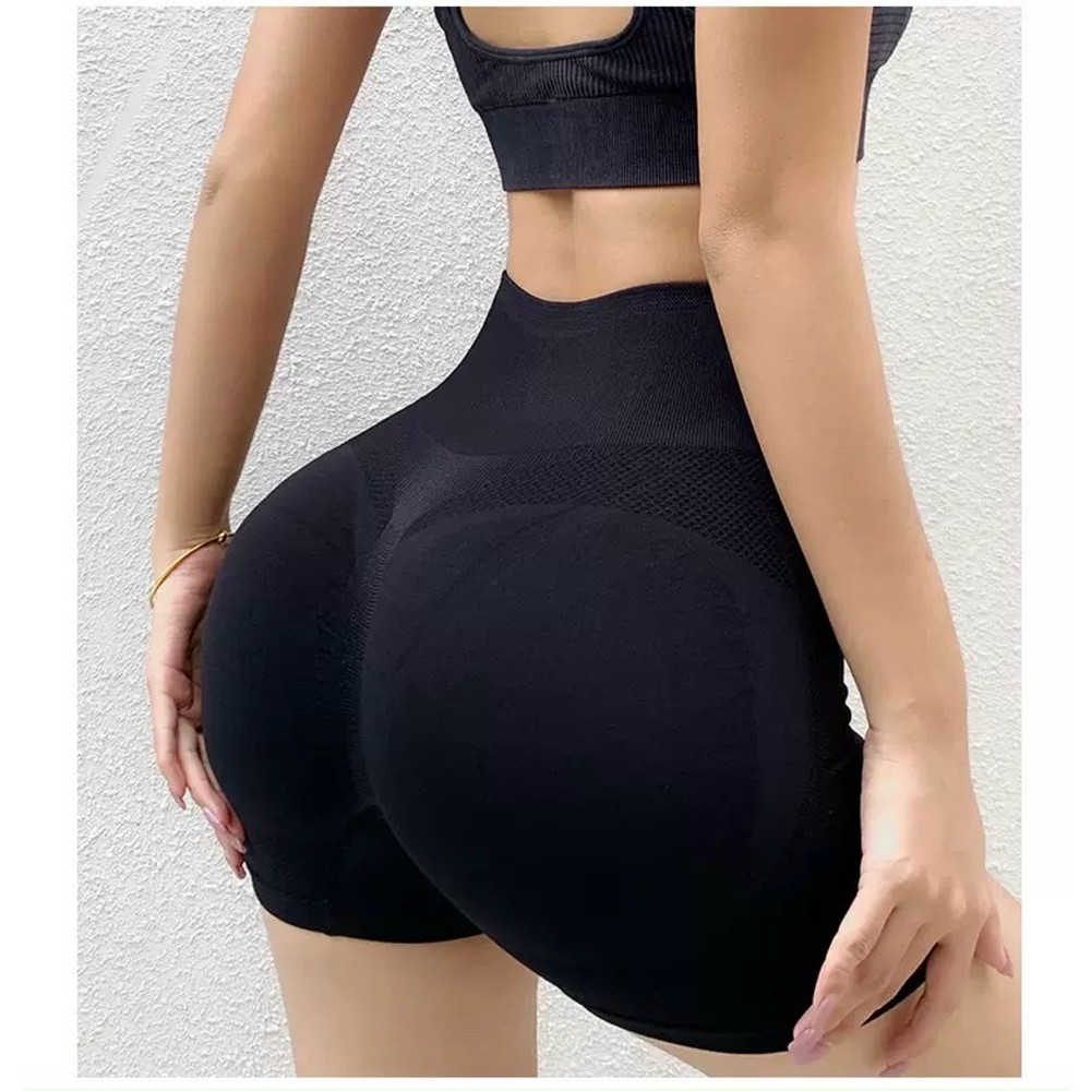 Quần đùi dệt lưng cao gen bụng viền mông cao cấp (đồ tập gym-yoga-zumba nữ)