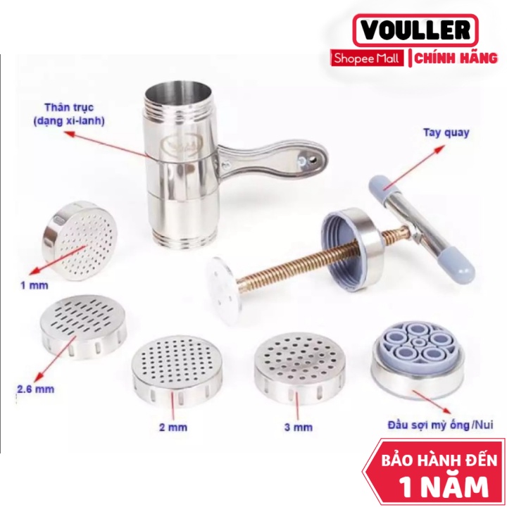 Khuôn Vouller Làm Bún, Dụng Cụ Ép Bún Tươi, Bánh Canh, Bánh Lọt Tại Nhà. Chất Liệu Inox Cao Cấp, Có 5 Đầu Tùy Chọn.