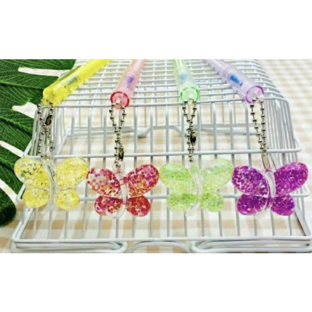 Set 12 Cây Bút Gel Bôi Xóa Được nắp bút có móc khóa tòn ten dễ thương