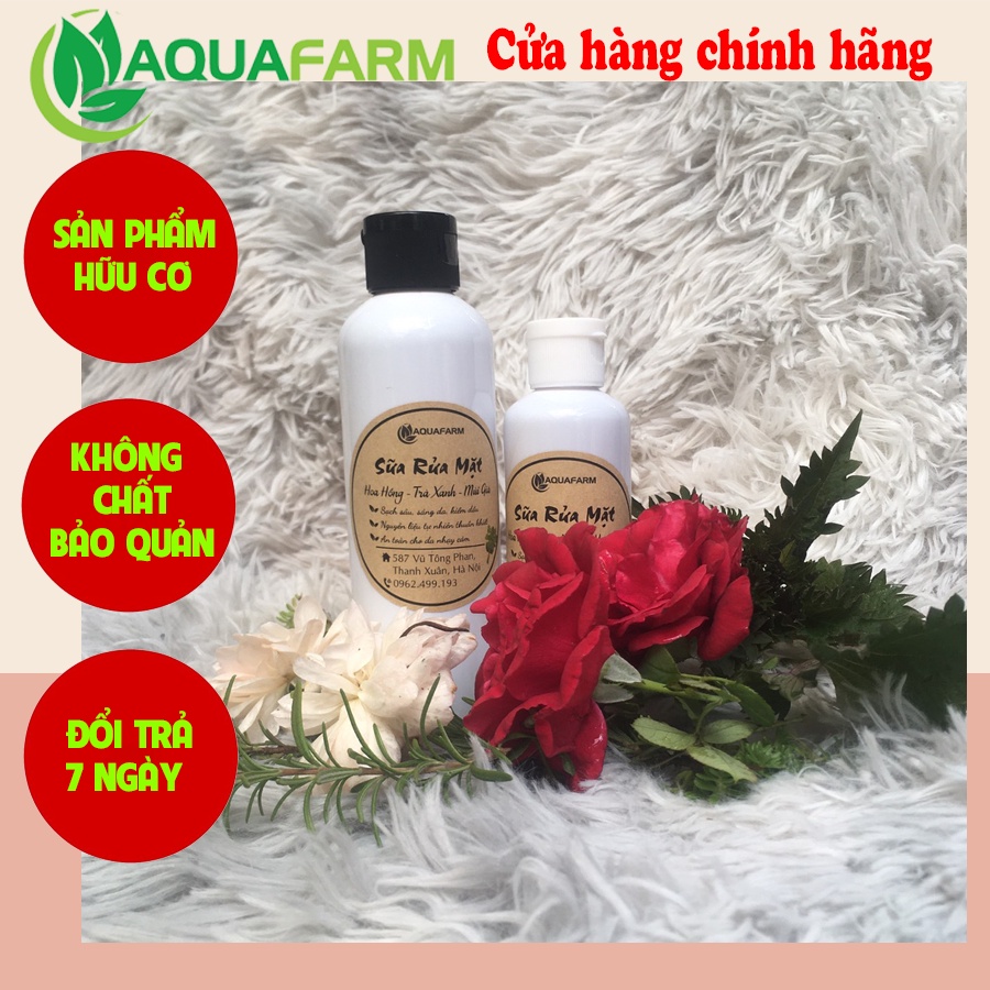 Sữa rửa mặt hoa hồng AquaFarm, sữa rửa mặt hữu cơ dành cho mọi loại da