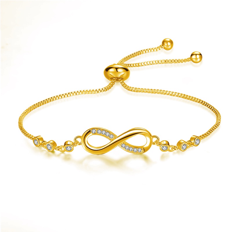 Vòng Tay Pandora Mạ Vàng 18K Đính Đá Zirconia Hình Vô Cực Thời Trang Cho Nữ 925