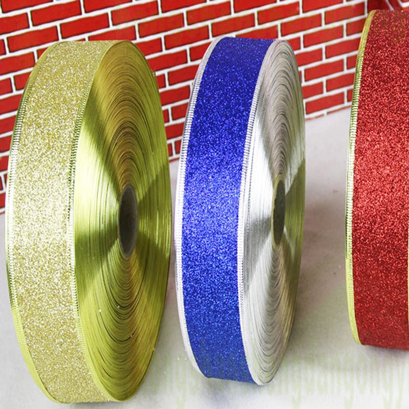 Cuộn Dây Ruy Băng Kim Tuyến Màu Vàng / Bạc Dài 2M Dùng Trang Trí Giáng Sinh