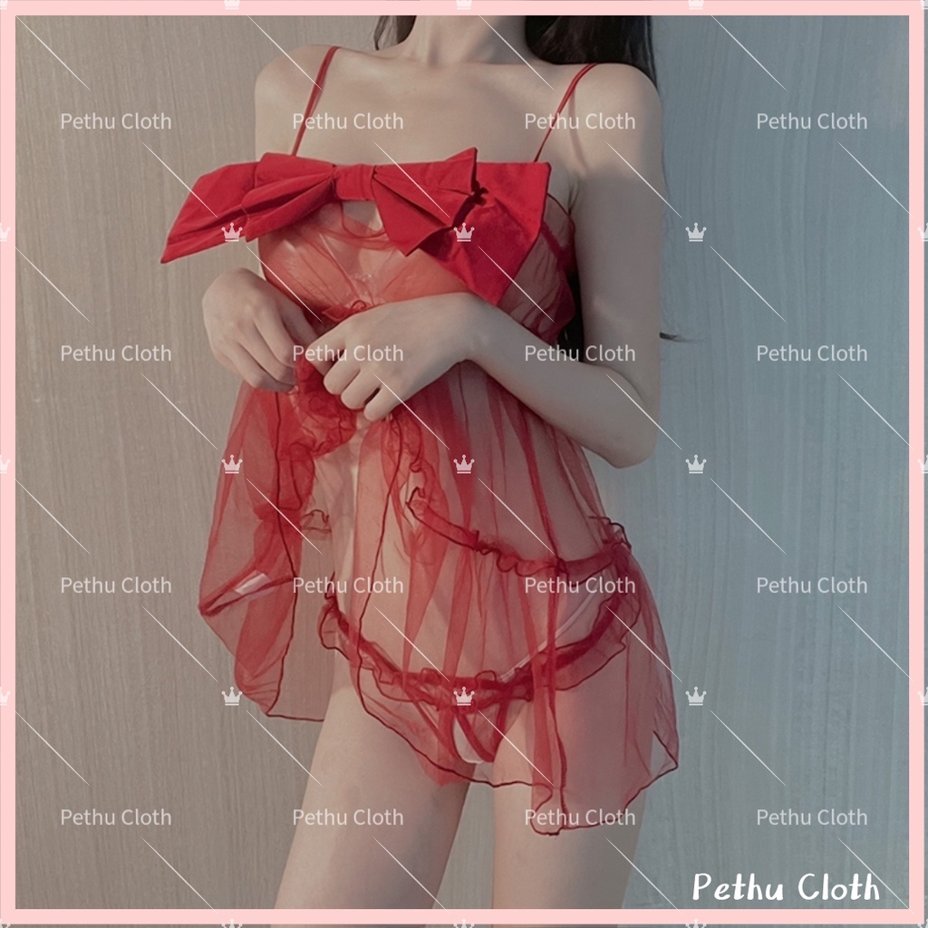 ( Q1,HCM）Đồ Ngủ Sexy ren mặc nhà Cosplay cao cấp hai dây ren đồ maid+quần lót----018
