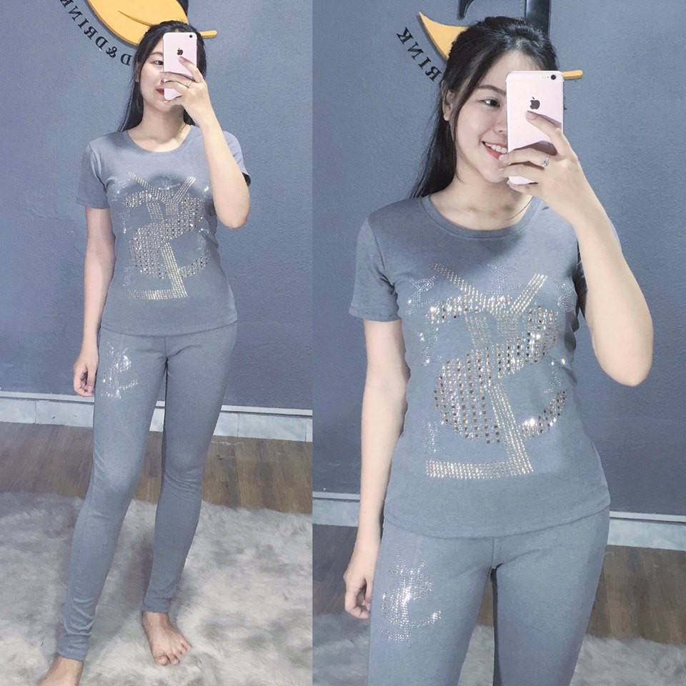 Đồ bộ thun tay ngắn ép đá mẫu SYL | BigBuy360 - bigbuy360.vn