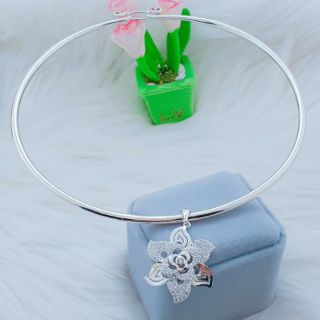 Kiềng cổ trơn bạc ta cho nữ( không mặt)