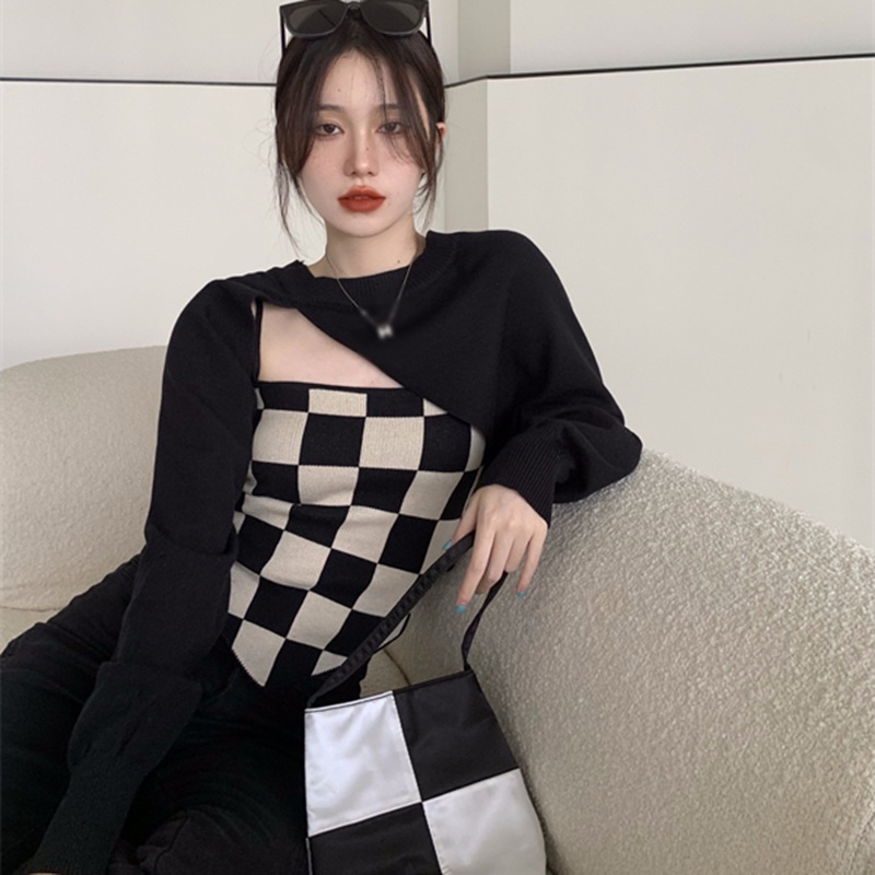 Set áo 2 dây và áo thun tay dài thời trang mùa thu cho nữ