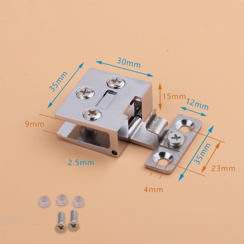 Bản Lề Cửa Kính Không Khung Kèm Ốc Cao Su Chuyên Dụng