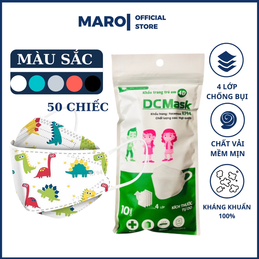 Khẩu trang trẻ em kf94 4d mask 4 lớp kháng khuẩn, lọc bụi mịn, tiêu chuẩn hàn quốc, khẩu trang cho bé kf94 -MARO STORE