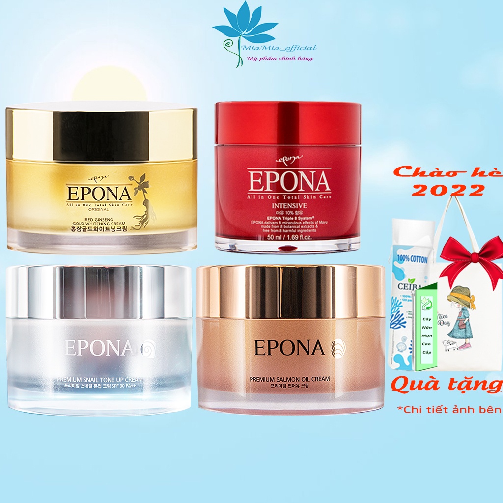 Kem Dưỡng EPONA Ốc Sên, Cá Hồi, Ngựa, Hồng Sâm Giảm Thâm Nám Ngừa Lão Hóa Epona Premium Snail Tone Up Cream SPF 30 PA++