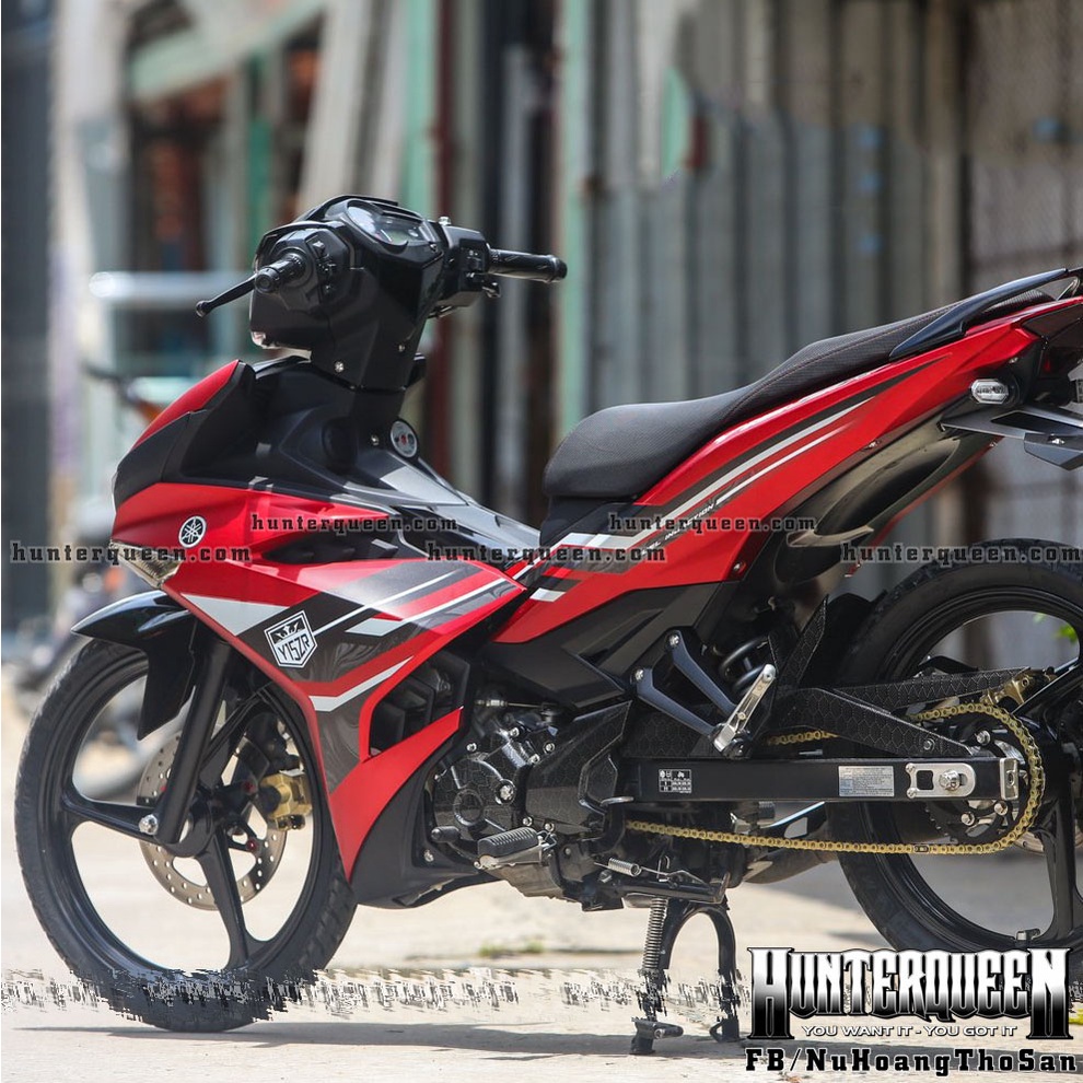 Tem rời Y15 ZR in UV cao cấp, Dán xe Exciter 150 đời 2016-2019 màu đỏ nhám. Mẫu decal hoa văn chìm ẩn