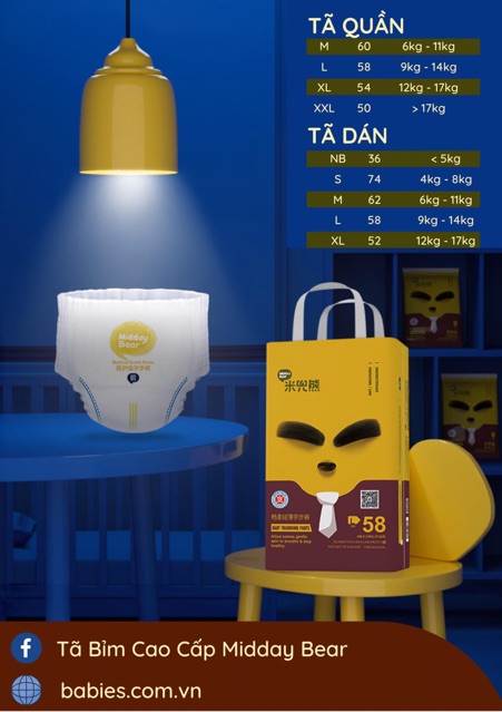 BỈM QUẦN/ DÁN MIDDAY BEAR S74/M62/L58/XL54/XXL50