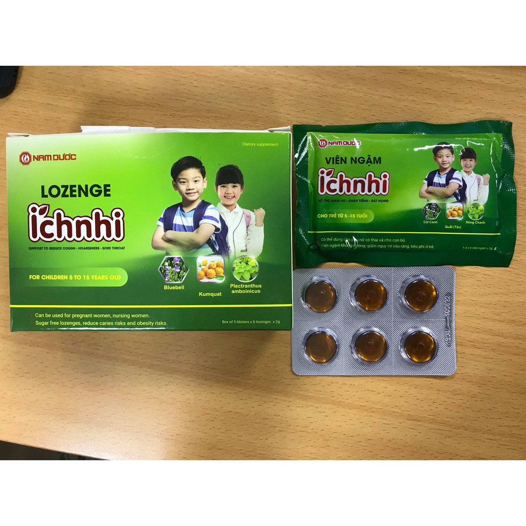 Kẹo ngậm ho  ÍCH NHI vỉ 6 viên