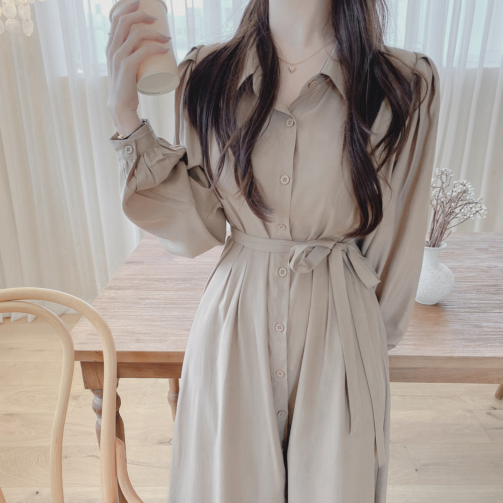 Đầm Sơ Mi Dài Tay Màu Trơn Thanh Lịch Dành Cho Nữ 37946