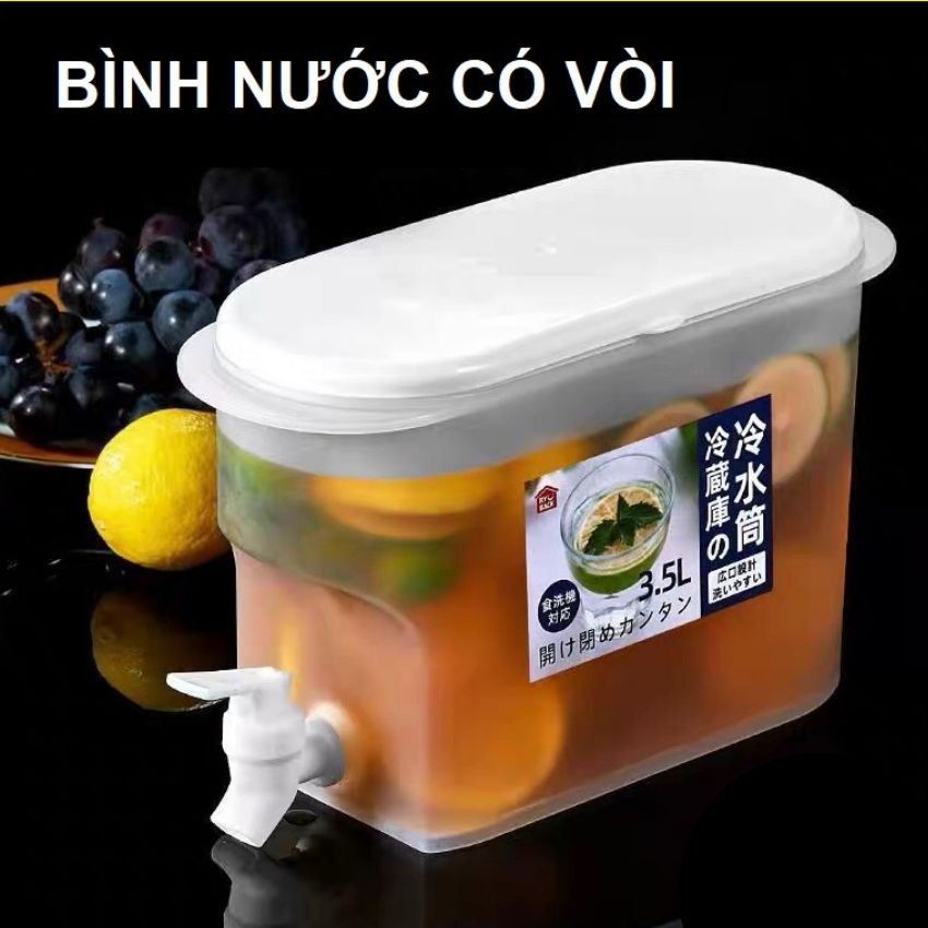 Bình đựng nước /chanh/detox có vòi cao cấp 3.5L để trong tủ lạnh uống siêu mát T8