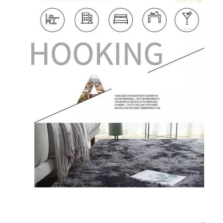 Thảm Lông Xù Màu Gradient Dùng Trang Trí Phòng Ngủ/Phòng Khách