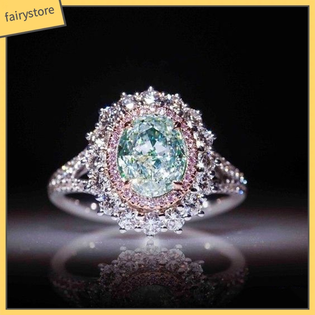 Nhẫn đính đá Topaz/pha lê giả sang trọng