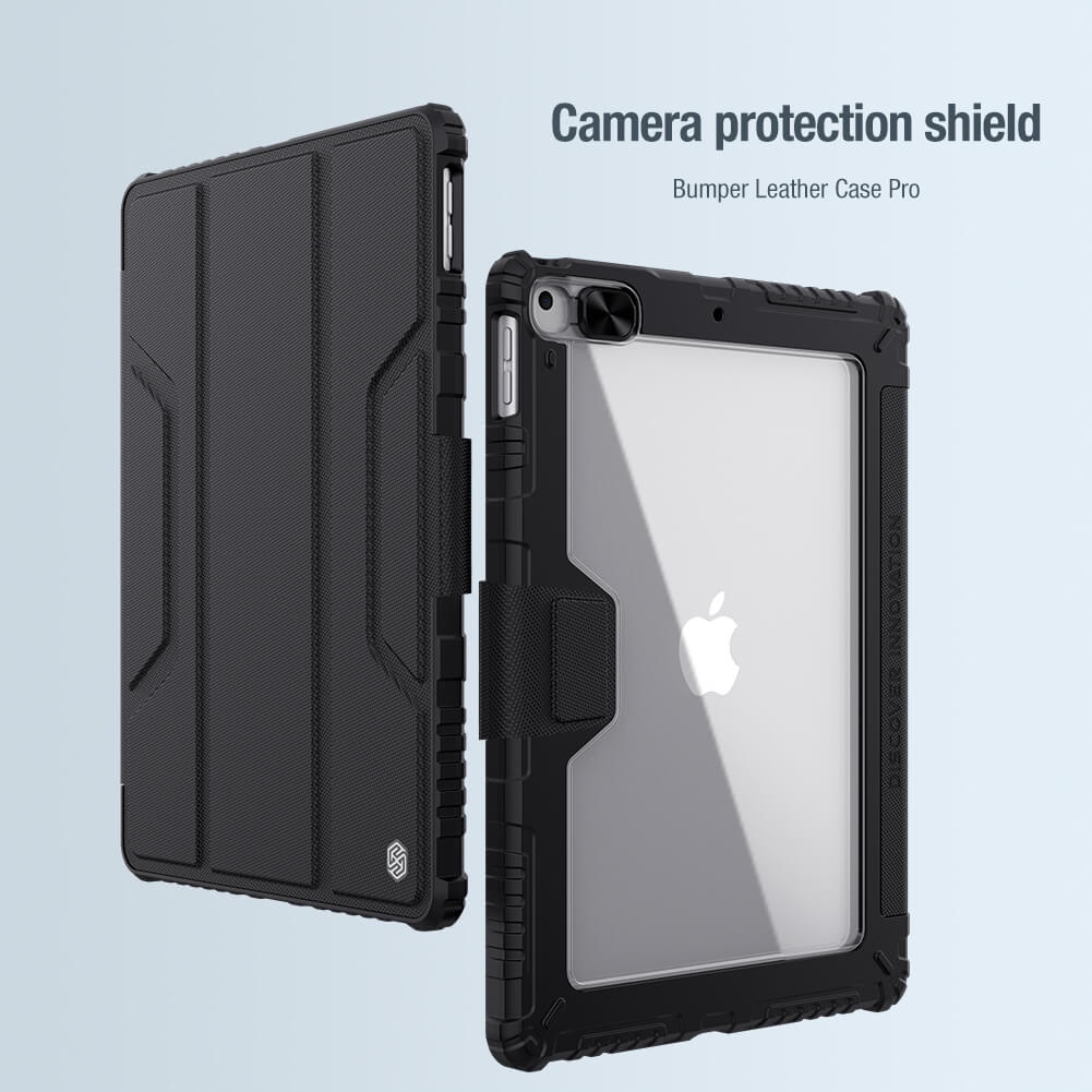 Bao da chống sốc có nắp trượt bảo vệ camera Nillkin Bumper Leather Pro cho Apple iPad 10.2 2019/ 2020, iPad Gen 9 2021