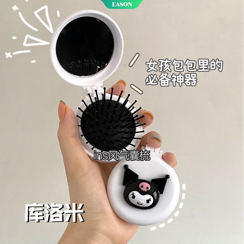 1 Lược Chải Tóc Massage Da Đầu Hình Tròn 5 Màu Tùy Chọn Kèm Gương Tiện Dụng