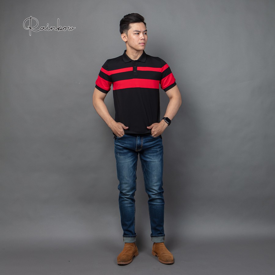 Áo thun có cổ, áo polo nam thun cotton phối sọc trẻ trung chính hãng Rainbow PO003 - Co dãn và thấm hút tuyệt đối | BigBuy360 - bigbuy360.vn