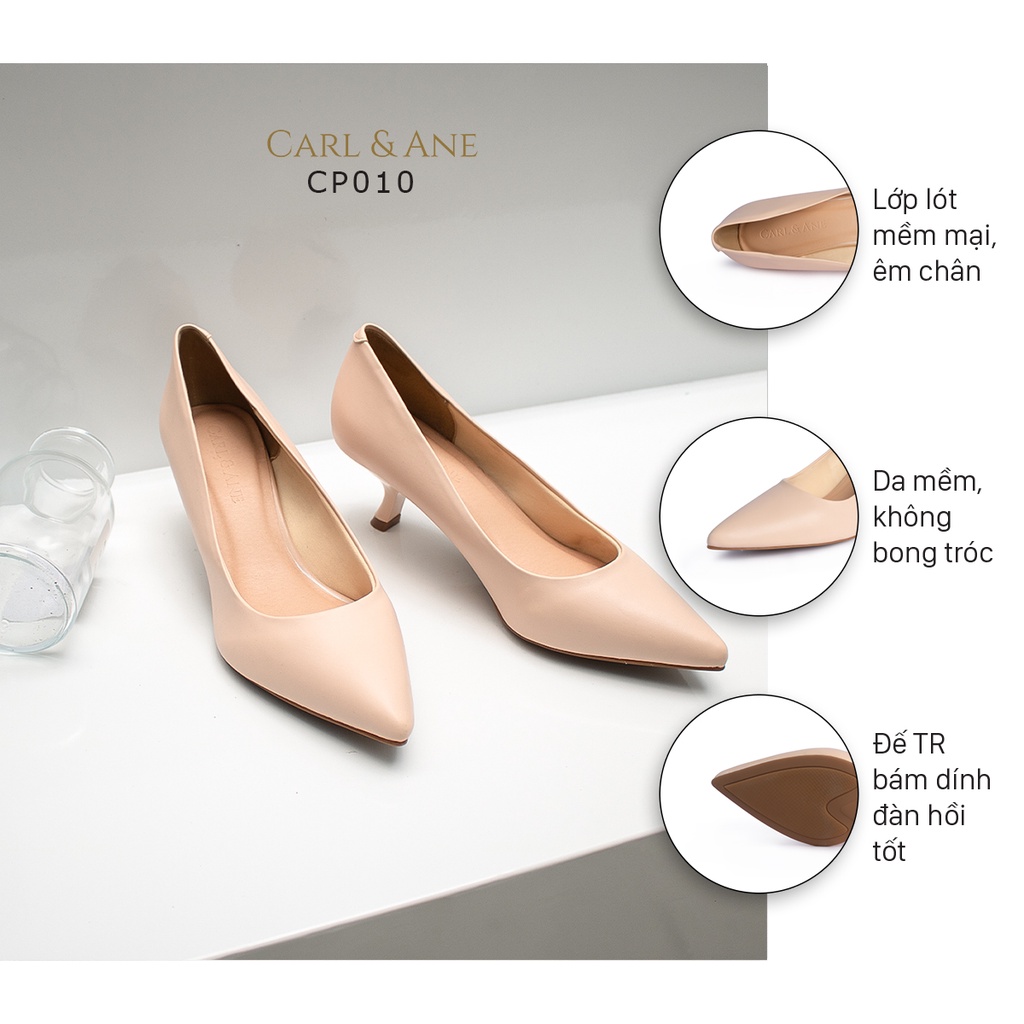Carl &amp; Ane - Giày cao gót nữ mũi nhọn kiểu dáng công sở cao 6cm màu nude _ CP010