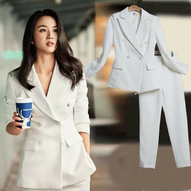 Set vest nút bọc quần 9 tấc