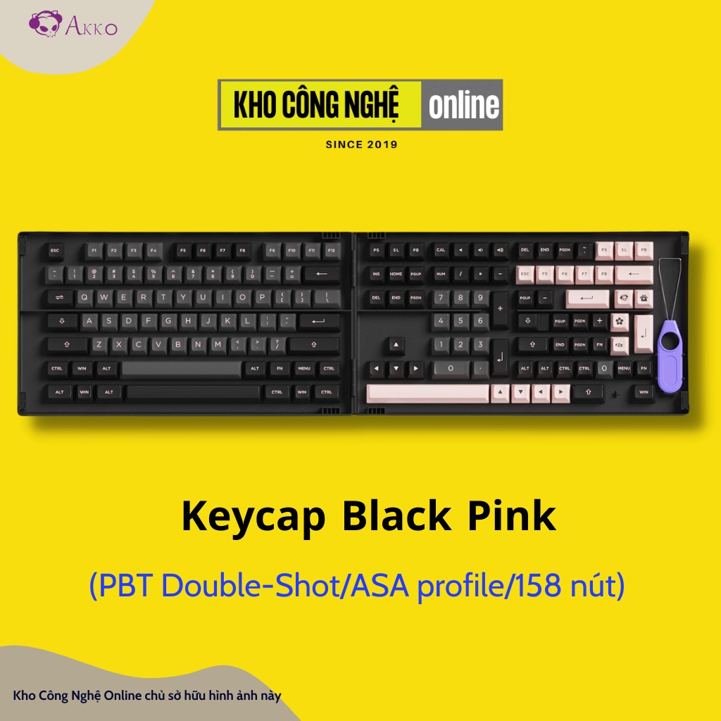 AKKO Keycap set – Black Pink (PBT Double-Shot/ASA profile/158 nút)