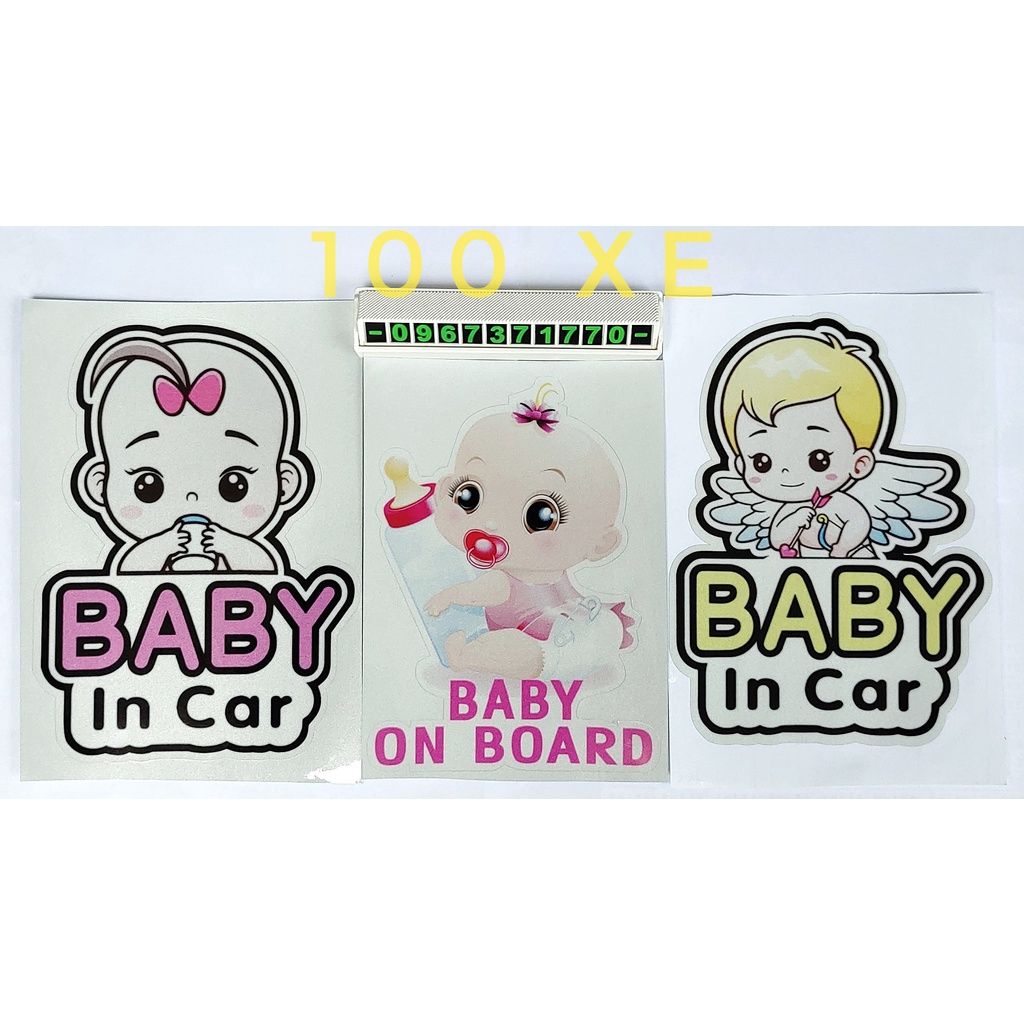 Decal Baby In Car loại to đẹp trang trí xe Ô TÔ
