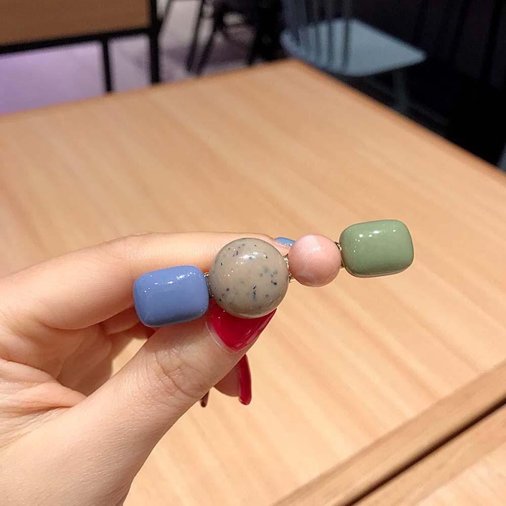 Kẹp Tóc Resin Màu Ngà Họa Tiết Hình Học Dễ Thương Phong Cách Hàn Quốc Cho Nữ