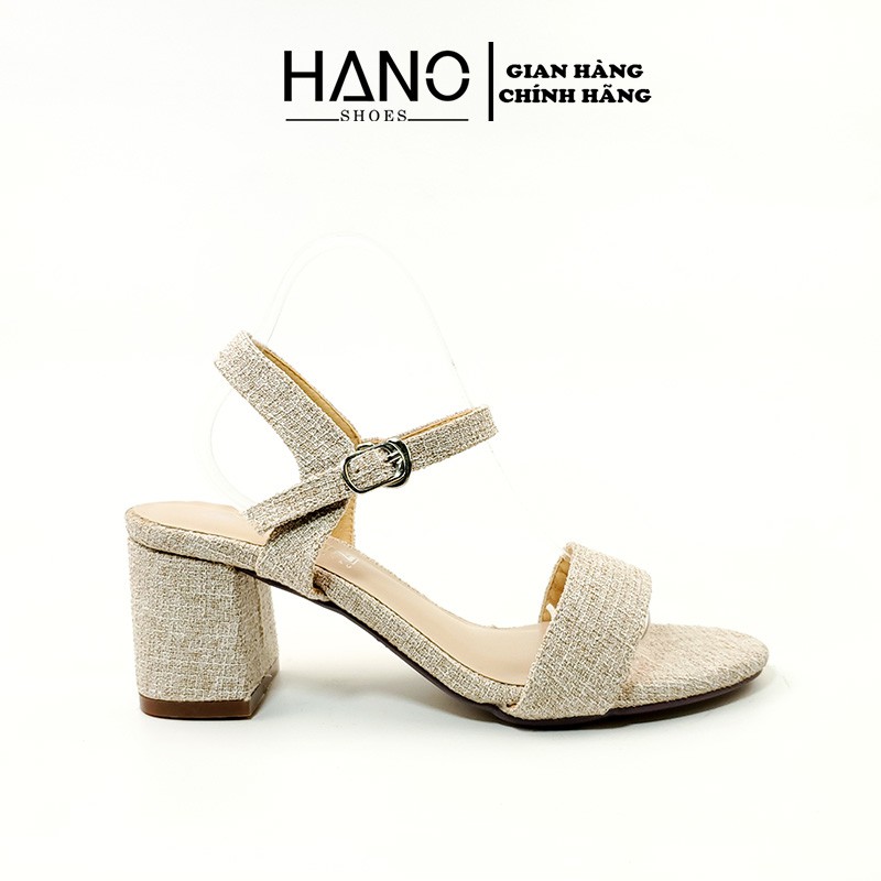 HANO - Sandal công sở nữ cao gót quai ngang 5p vải dạ da mềm SD0255