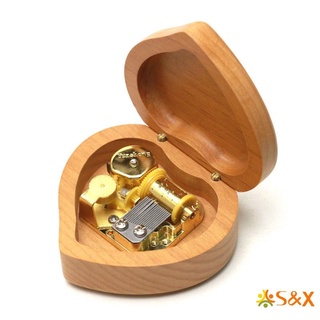 Hộp nhạc đồng hồ bằng gỗ hình trái tim tiện dụng
