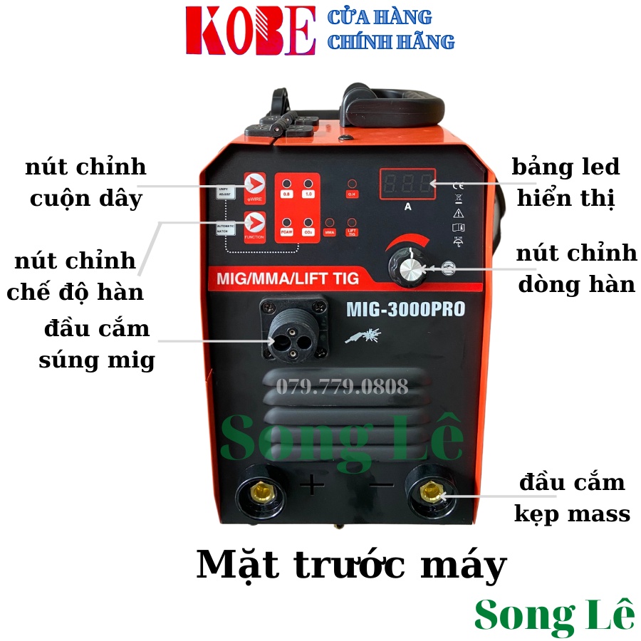 Máy Hàn Mig 5 Chức Năng MiNi KOBE MIG 3000 PRO - Dây Mig RỜI 3M - CUỘN DÂY 1KG - 5KG - Không dùng khí