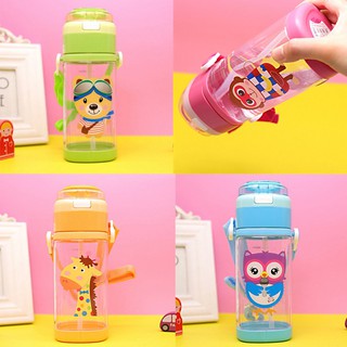 Bình Nước Cỡ Lớn 500ml Họa Tiết Hoạt Hình Có Ống Hút Tiện Dụng Cho Bé