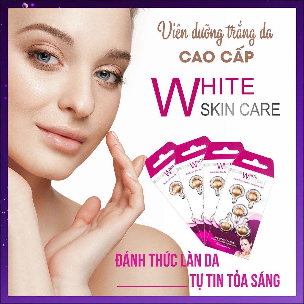 Serum trắng da White Skin Care VAK tinh chất dưỡng ẩm chống lão hoá da mặt mờ nám, hộp 30 viên