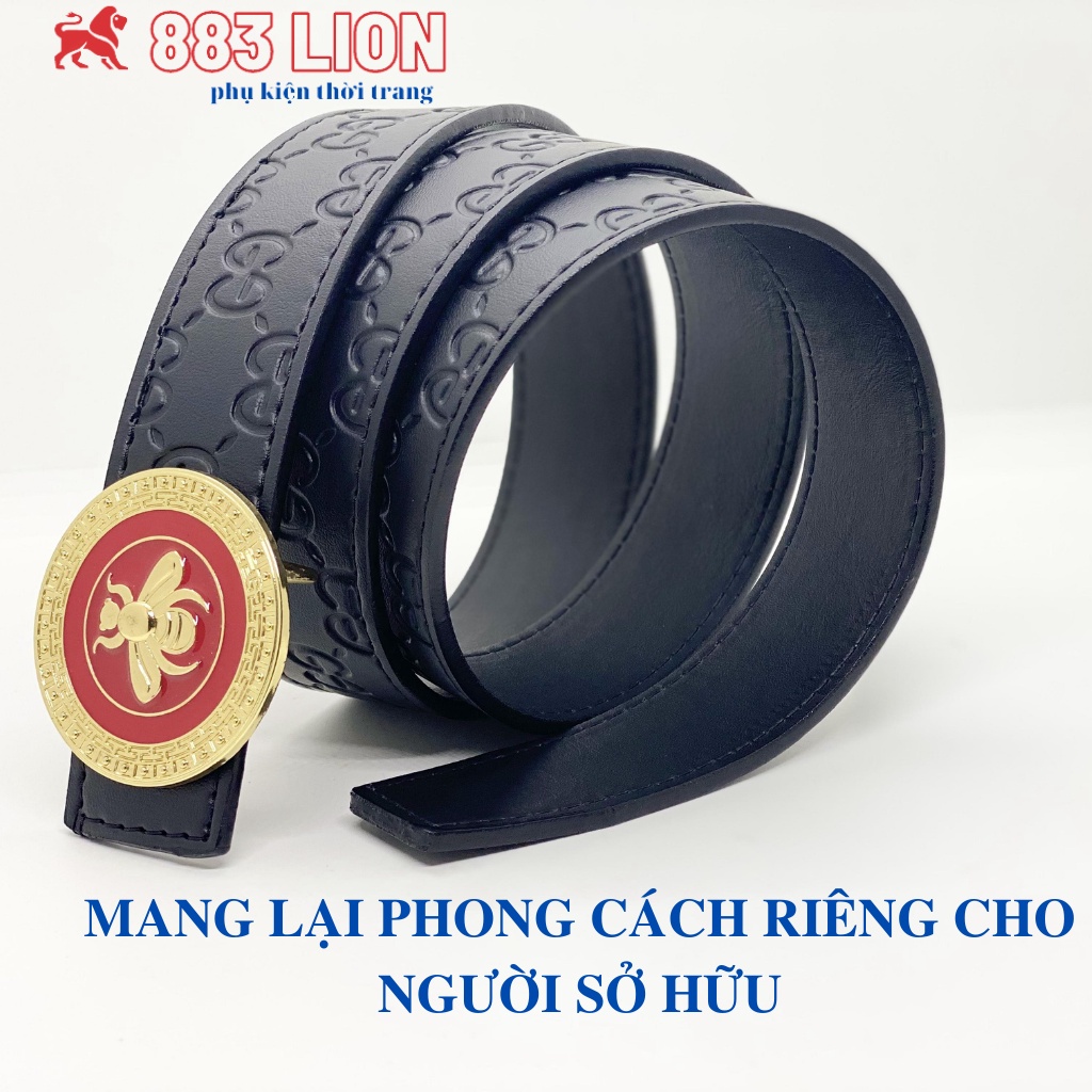 Thắt Lưng Da Nam Gucci Mềm Mặt Con Ong Vàng Đỏ Sang Trọng Dây Da Mềm Tổng Hợp