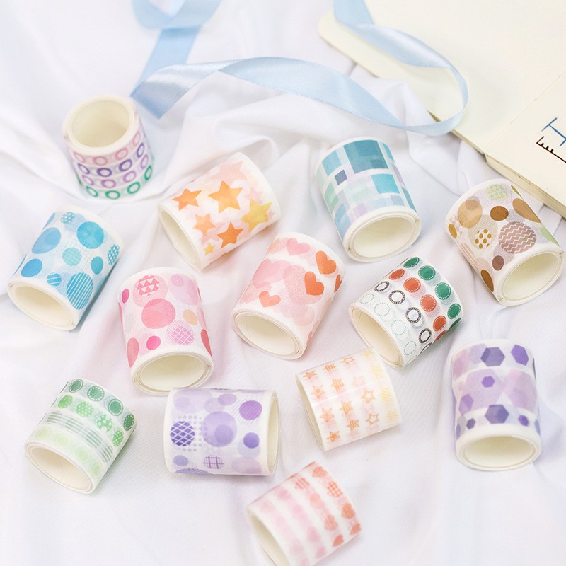 Băng dính washi tape chấm bi trang trí planner WST126